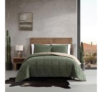 Wrangler - Parure de lit réversible en microsuède Solide et en Sherpa Confortable, décoration d'intérieur décontractée pour Toutes Les Saisons (Vert uni légendaire, Grand lit)