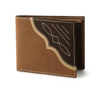Wrangler Portefeuille à deux volets pour homme avec fenêtre d'identification rabattable en cuir véritable, cadeau pour lui, marron, one size, Western