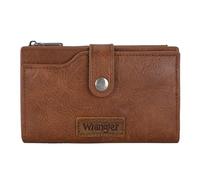 Wrangler Portefeuille pour femme avec porte-cartes à deux volets avec poche zippée, marron