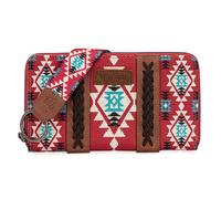 Wrangler Portefeuille pour femme style aztèque occidental avec dragonne et porte-cartes de crédit, bordeaux, Tendance