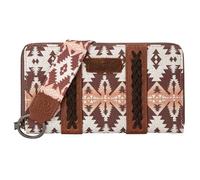 Wrangler Portefeuille pour femme style aztèque occidental avec dragonne et porte-cartes de crédit, café clair, One Size, Tendance