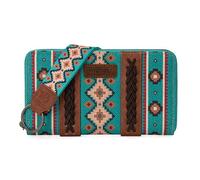 Wrangler Portefeuille pour Femme Style aztèque Occidental avec dragonne et Porte-Cartes de crédit, Turquoise, Tendance