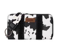 Wrangler Portefeuille Taille complète pour Femme - Style aztèque Occidental - Portefeuille avec dragonne et Porte-Cartes de crédit - LG-WG133-W006BK, X-Cow Print Noir, One Size, Tendance