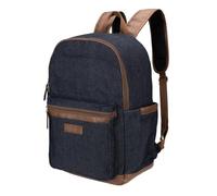 Wrangler Powell Sac à dos de voyage avec logo classique résistant à l'eau et décontracté avec housse rembourrée pour ordinateur portable, denim, Sacs à dos de jour
