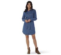 Wrangler Retro Long Sleeve Western Denim Snap Dress Robe dcontracte, Taille L Femme