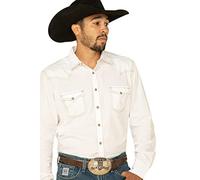 Wrangler Retro Two Pocket Long Sleeve Snap Shirt Chemise, Blanc, S Homme