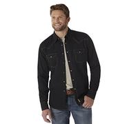 Wrangler Retro Two Pocket Long Sleeve Snap Shirt Chemise, Noir, XL Homme