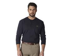 Wrangler Riggs Workwear by Men's Long Sleeve Henley,Navy,XX-Large