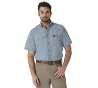 Wrangler Riggs Workwear Chemise de Travail à Manches Courtes en Chambray pour Homme - Bleu - Taille XL Hauteur
