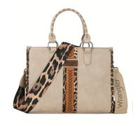 Wrangler Sac à bandoulière tissé imprimé léopard pour femme, Petit modèle indien kaki avec sangle de guitare, Taille unique