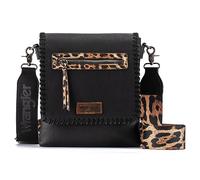 Wrangler Sac à bandoulière vintage tissé à la main pour femme, Noir riche en motifs