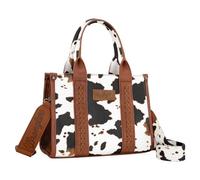 Wrangler Sac à main fourre-tout pour femme Imprimé vache Poignée sur le dessus, M-vache imprimé marron, Medium