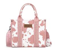 Wrangler - Sac fourre-tout imprimé vache pour femme, sac à main style western bohème avec poignée sur le dessus, sacoche avec sangle signature, Medium