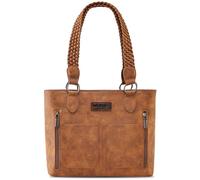Wrangler Sac fourre-tout pour femme, sac à main western multi-poches, Maroquin tressé marron, Taille unique