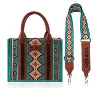 Wrangler Sac fourre-tout western pour femme Sac à main bohème aztèque, Angel Diamond Sangle de guitare Turquoise Taille M, Medium