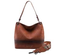 Wrangler Sacs Hobo pour femme en cuir végétalien avec poignée sur le dessus, marron, Medium