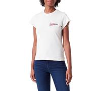 Wrangler Shrunken Band Tee T-Shirt, Blanc Vintage, L Femme