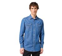 Wrangler T- Shirt Ls Western, Barrel Blue, M Homme