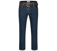 Wrangler Texas Jean stretch pour homme avec ceinture en noir ou marron, Darkstone + ceinture marron, 46W / 32L