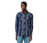 Wrangler Western Indigo Shirt, Bleu Vintage, L Hommes