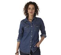 Wrangler Retro Long Sleeve Western Snap Shirt Chemise, Denim foncé, M Femme