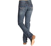 Wrangler Western Mid Rise Stretch Straight Leg Jean, Indigo foncé, 0W x 34L Femme
