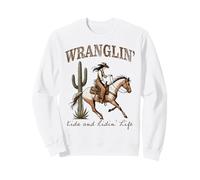 Wranglin Kids and Ridin Life, œuvre d'art drôle pour Maman de Cowgirl Occidentale Sweatshirt