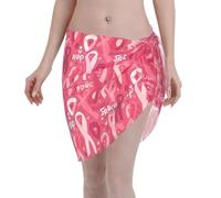 Wrap De Plage Sensibilisation Au Cancer du Sein par Le Ruban Swimwear De Plage Et Soyeux Mode Couverture De Bikini, pour Vacances, Natation, Été, Piscine, 48x140cm