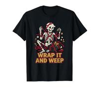 Wrap It and Weep Wrapped in Red Dark Humour Ruban de Noël T-Shirt Graphique avec Valeur, Homme, Noir, XL