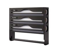 Wrap Organizer with Cutter | Wrap Dispenser with Cutter and Labels | Multi-functional Space Saving Container Storage Organization Holder for Apartment Home Fridge Pantry Wall Cabinet