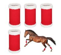 Wrap pour chevaux de Père Noël - Jambes de cheval rouges - Accessoires festifs - Bottes en cuir synthétique - Idéales comme leggings de Noël et style sportif pour les clubs d'équitation et les