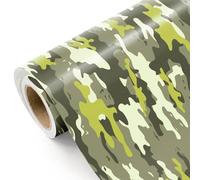 WRAPAHOLIC Mini rouleau de papier cadeau camouflage - 43,2 cm x 5 m - Papier cadeau camouflage vert clair pour homme, anniversaire, fête prénatale, vacances