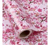 WRAPAHOLIC Mini rouleau de papier cadeau floral - 43,2 cm x 5 m - Motif fleurs de cerisier Sakura avec léger parfum pour anniversaire, mariage, doublures de tiroir, étagères de placard de maison,