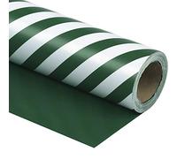 WRAPAHOLIC Mini rouleau de papier cadeau réversible - 43,2 cm x 10 m - Motif rayures vert foncé et rayures pour Noël, anniversaire, vacances, mariage, fête prénatale