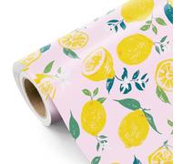 WRAPAHOLIC Rouleau de papier cadeau citron - Mini rouleau - 43,2 cm x 10 m - Motif citron et feuilles, parfait pour anniversaire, mariage, fête prénuptiale