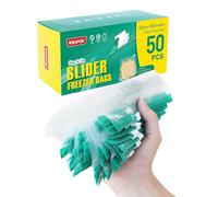 WRAPOK Lot de 50 grands sacs de congélation à fermeture éclair en plastique réutilisables pour cuisine, 20 x 18 cm