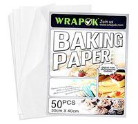WRAPOK Papier Cuisson Feuilles Caissettes de Biscuits Anti-Pâtisseries Pré-Couper Panches en Panneaux de pour Cuisine 12 x 16 Pouces - 50 Pièces