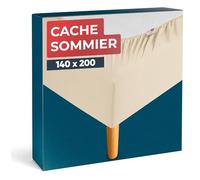 Wrappybag Cache-Sommier 140 x 200 cm - Rénovez et Modernisez Votre Ancien Sommier - Cache sommier Beige Clair - 6 Tailles Disponibles