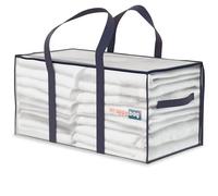 WRAPPYBAG Lot de 10 grands Sacs de Rangement plastique transparent - Sac XXL pour Déménagement/Voyage - Solide, Épais & Étanche avec Poignées Renforcées - pour Vêtement & Linge de Lit -75 x 36 x 38 cm