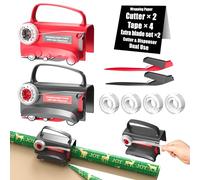 Wraprocut Lot de 2 coupe-papier pour roues et distributeur de ruban adhésif avec 4 rubans, kit de 2 lames de rechange pour cadeau de Noël, outil de coupe-papier pour rouleau