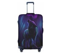Wratle Housse de protection élastique pour valise, convient aux bagages de 45,7 à 76,2 cm, méduses colorées, Loups Howl In The Northern Lights, M