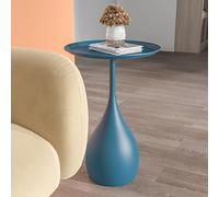 WRatx Table d'appoint en métal avec Plateau, Petite Table Basse Ronde, Table de canapé, Table d'appoint Moderne, Table de Chevet pour Chambre à Coucher, Assemblage Facile (Bleu)