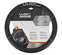 WRC 007380 Couvre-Volant Noir Effet Cuir, Brodé Argent, UNIVERSEL, 35 à 38 cm