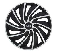 Lot de 4 enjoliveurs Bi-couleur gris & noir 15 pouces - WRC - TURBO - Look racing - Fixation simple et rapide par clips