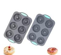 Wreath Ice Mold for Holiday Cocktails, 6-Cavity Christmas Wreath Ice Mold for Wreath Ice Cubes Donuts Soap & Chocolate, Easy Release for Baking & DIY Crafts (Donut + Tornado)