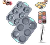 Wreath Ice Mold, Wreath Ice Mold for Holiday Cocktails, 6 Hole Wreaths Ices Cubes, Silicone Christmas Wreaths Ices Cube Tray, for Cubes, Donuts, Soap & Chocolate, Easy Release (G)