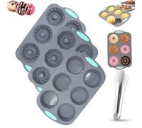 Wreath Ice Mold, Wreath Ice Mold for Holiday Cocktails, 6 Hole Wreaths Ices Cubes, Silicone Christmas Wreaths Ices Cube Tray, for Cubes, Donuts, Soap & Chocolate, Easy Release (Y)