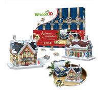 Wrebbit3D Calendrier de l'Avent Puzzle 3D | Découvrez et construisez de charmantes maisons pour une présentation éternelle des vacances | 12 puzzles emballés individuellement (870 pièces au total) |