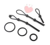 WreGmgg- ̣ σ Cordon Fin Noir Avec Trois Anneaux En Silicone Noir-823