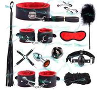WreGmgg 12 Morceaux Cuir Lisse IntéRieur 4 Couleurs DifféRentes Set De Remise en Forme, avec Masque pour Les Yeux Et Menottes - D-1